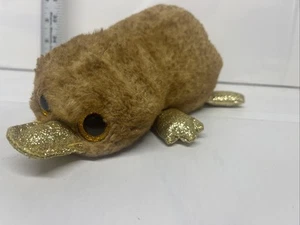 Ty Beanie Boos Perry Platypus 9 pollici marrone peloso peluche oro anatra Bill and Feet - Foto 1 di 5