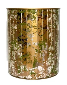 Vintage verspiegelt Hollywood Regency gold grün Papierkorb Mülleimer rund MCM 10" - Bild 1 von 8