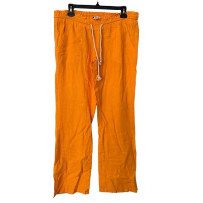 Pantalones de playa Roxy mezcla de lino con cordón M naranja costero surf salón resort nuevos sin etiquetas Foto 1 de 4