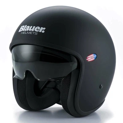 Blauer Casco Jet Demi Jet Pilot Monochrome Moto Scooter Nero H07