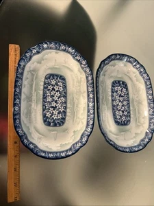 Koreanische blau grau weiße Blumen Teller von SamBo Keramik / Made in Korea - Bild 1 von 4