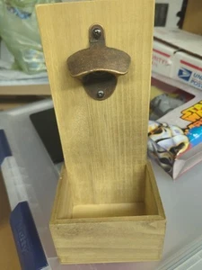 Vintage Natural Wooden Beer Opener with Caps Catcher Brand New!! - Picture 1 of 4