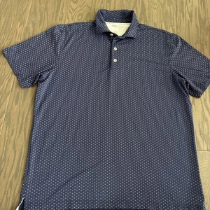 Johnnie-O Shirt Mens Navy Geometric Short Sleeve Performance Golf Polo Stretch - Picture 1 of 12