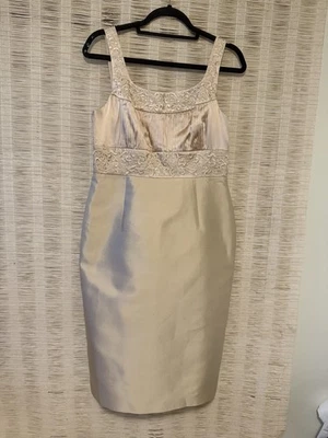 Vestido de cóctel para mujer Adrianna Papell sin mangas de seda champán talla 8 Foto 1 de 4