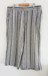 Banana Republic Damen grau weiß gestreift Leinenmischung weites Bein kurze Hose Größe XL - Bild 1 von 7