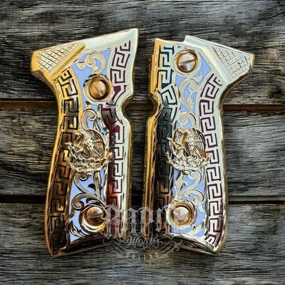 Beretta 92FS Cachas Aguila Gold Plated Pistol Custom Grips & Gold Screws - Image 1 of 4