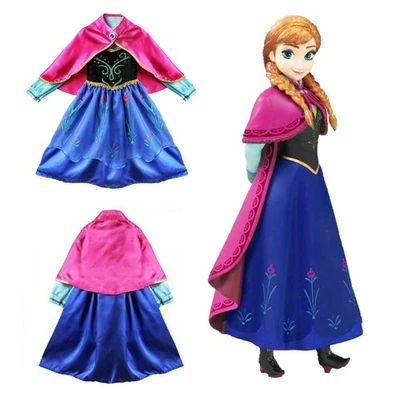 Girls Frozen Anna Fancy Dress Costume Birthday Party Dressing Up Outfit Clothing - Image 1 of 4