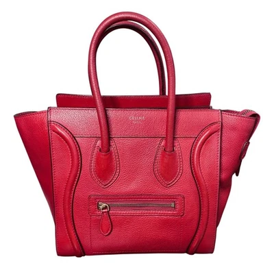 Céline Mini Luggage Tote Red Drummed Calfskin Leather Bag Italy MSRP $3,100 - Image 1 of 4