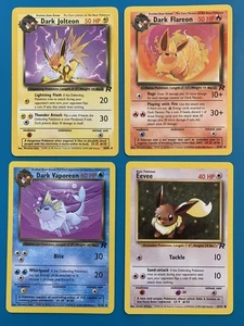 Dark Jolteon 38 Vaporeon 45 Flareon 35 & Eevee 55/82 Team Rocket Pokemon Cards - Picture 1 of 2