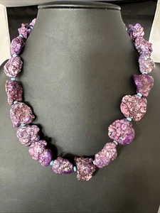 Navajo Turquoise Magnesite Nugget Necklace Sterling Silver 20” 19613 - Picture 1 of 18