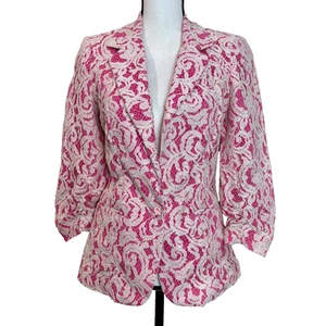 NWT Tart Collections Blazer Womens Small Lace Overlay Lined Dressy Jacket Pink - Picture 1 of 19