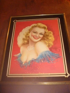 Vintage Framed Pin-up Girl w/ Original Reverse Painted Glass Ceyorss - Picture 1 of 8