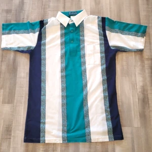 Camisa De Colección TropiCool Para Hombres Med Reg Azul Rayas Golf Polo Hipster Retro Y2k - Imagen 1 de 6