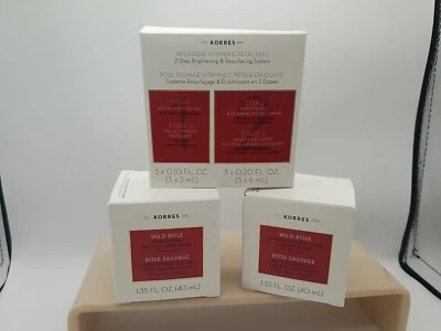 Lot Of 3 Korres Wild Rose Brightening Moisturizer & Sleeping Face Cream, Peels - Image 1 of 4