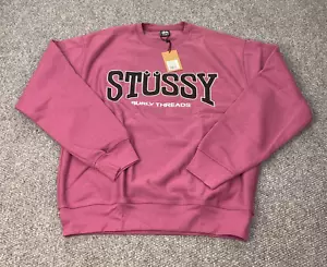 Stussy Burly Threads Crew Mens XXL Berry Sweatshirt - Picture 1 of 8