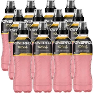 NEW Powerade Strawberry & Lemon ION4 Sports Drink Electrolytes 600ml Pack 12 - Picture 1 of 2