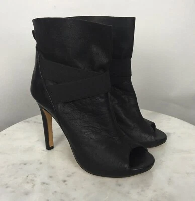 Latitude Femme Women’s Peep Toe Booties Leather Solid Black EU 38 US 8 - Image 1 of 4