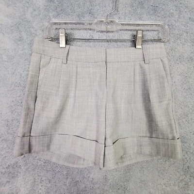 Express Womens Editor Shorts Sz 0 Gray Y2K Low Rise Cuff Leg Poly Rayon Stretch - Image 1 of 4