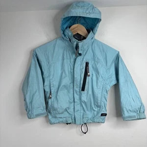 REI Kids Rain Shell Jacket Nylon Full Zip Hood Pockets Blue XS 4/5 Hiking Spring - Picture 1 of 12