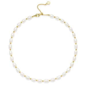 MYJS Cadence Freshwater Pearl Necklace Gold Plated - Picture 1 of 3