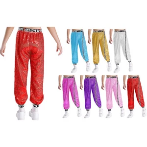 Kids Girls Leggings Hip Hop Pants Stage Performance Trousers Soft Costume Jazz - Picture 1 of 68