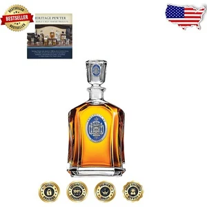 Handcrafted 24 oz Pewter Liquor Decanter with Naval Academy Design - Unique Gift - Picture 1 of 3