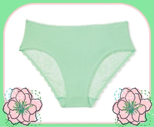 M Icy Mint Green BACK Lace Stretch Cotton Victorias Secret HighLeg Brief Panty - Picture 1 of 10