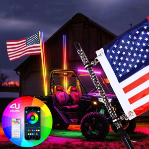 1 Pair 2FT LED Whip Light with App&Remote Spiral RGB Lighted Antenna for UTV ATV - Bild 1 von 13
