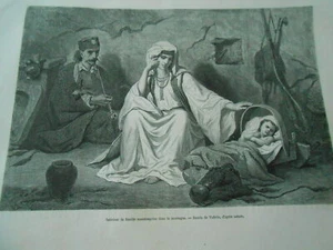 Gravur 1877 - Montenegro Interieur einer montenegrinischen Familie in den Bergen - Bild 1 von 1