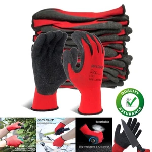 Grip & Grab Lite Latex Coated Grip Work Gloves Lightweight Red Black - Picture 1 of 5