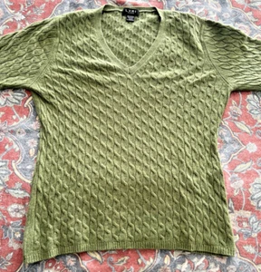 LXRI 100% Cashmere V-Neck Woman's' Cable Knit Sweater XL - Picture 1 of 3