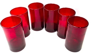 Set of 6 ARTLAND Iris Ruby 17oz Highball Glasses Ruby Red Hand Blown 5.75"x3.25" - Picture 1 of 12