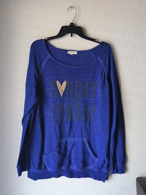 Top mujer Z by Zobha talla XL camisa morada "Sunday Is My Fun Day" manga larga Foto 1 de 4