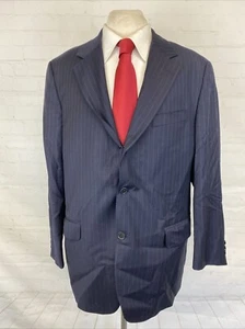 J.Press Men's Dark Navy Blue Striped Wool Blazer 42R $1,295 - Picture 1 of 12