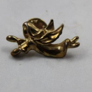 Engel Brosche Anhänger goldfarben Anstecknadel 1 1/4" Modeschmuck Himmel Bibel - Bild 1 von 2