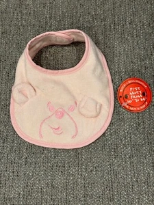Babero de bebé Build A Bear Workshop rosa pastel oso de peluche tela de felpa nuevo de Lote Antiguo - Imagen 1 de 2