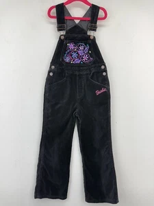 Vintage Barbie Avenue size 6 Kids Black Velvet Floral Embroidered Overalls - Picture 1 of 10