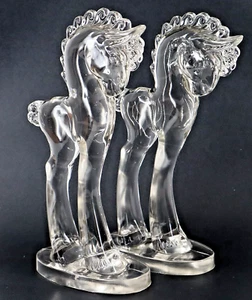 Paar Mosser Glas Pony Trojanisches Pferd klar Set 11,5" groß Kunstglas Figur - Bild 1 von 22