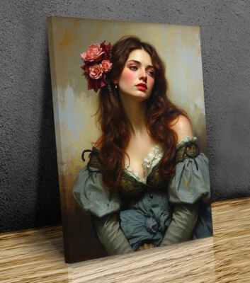 Retrato de Dama Inglesa Romántica Pintura Montada Lienzo Impresión Foto 1 de 4