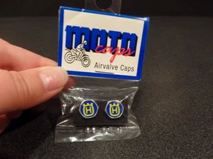 MOTOCAPS MOTO CAPS HUSQUVARNA HUSKY LOGO AIR VALVE STEM CAPS  - Picture 1 of 10