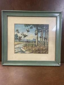 Vintage Framed Robert E Bishop Print Quail Flushing 23 1/4” x 21 1/2” Frame WOW - Picture 1 of 12