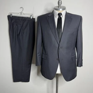 Jos A Bank Signature Gold Suit 43R 36W Mens Gray Stripe Wool - Picture 1 of 14