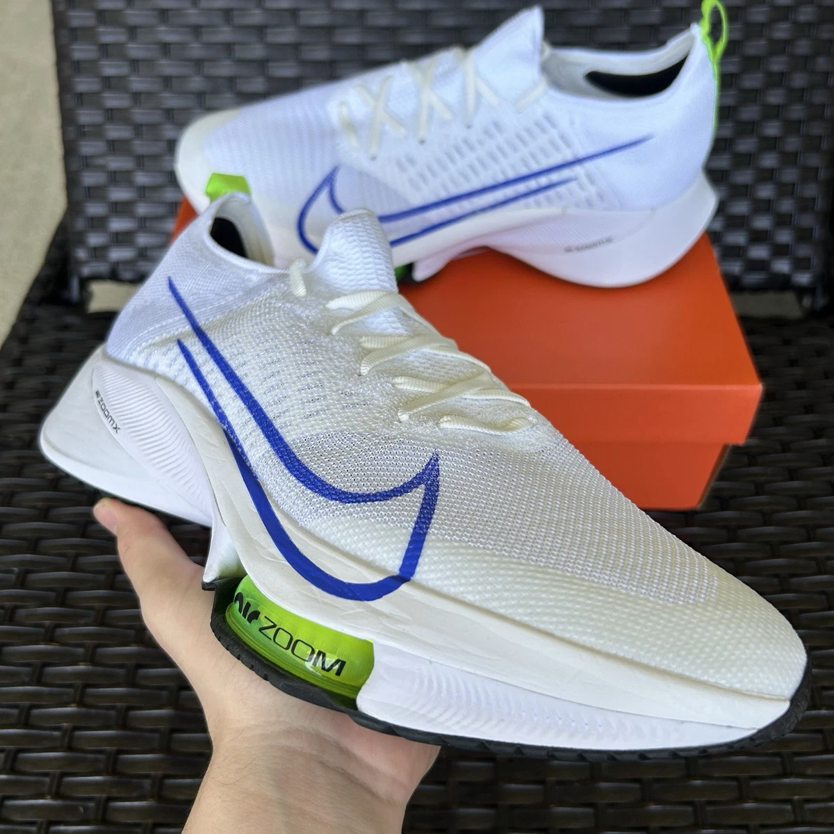 Nike Air Zoom Tempo NEXT% Flyknit White Racer Blue for Sale