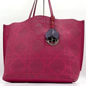 Christian Dior Tote Shoulder Bag Handbag Cannage Pink Used Auth Excellent+ JAPAN - Picture 1 of 12