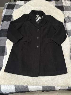 Nuevo Abrigo Avenue Mujer Negro Chaquetón Botón Talla Grande 18/20 Nuevo con Etiquetas Foto 1 de 4
