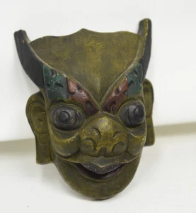 Vintage tibetischer Himalaya Nepal handgeschnitzt Holz Diety Schutz Mahakala Maske - Bild 1 von 4