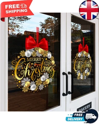 1pc Christmas Window Stickers Xmas Decoration Glass Clings Decal Bow Shop Decor