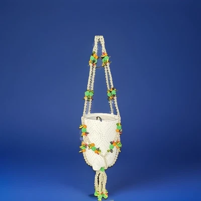 Canasta de frutas de plantas de macramé vintage facetada única cuentas de plástico coloridas Foto 1 de 4