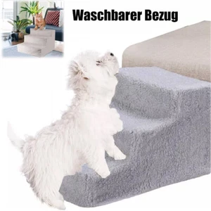 3 Stufen Haustiertreppe Hundetreppe Treppe Plüsch-Bezug Waschbar Katzentreppe - Bild 1 von 10