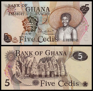 Ghana 5 Cedis (P15br) 1977 Z - Ersatz UNC - Bild 1 von 1